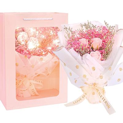 China Wholesale Green Environmental Protection Rose Soap Flower Dried Flower Artificial Gypsophila Flower Bouquet Rose Gift Box 520 Valentine's Day Gift for sale