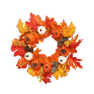 China Christams Home Decoration Pumpkin Gables Garland Maple Leaf Decorative Artificial Hanging Garland Front Door And Window Room for sale