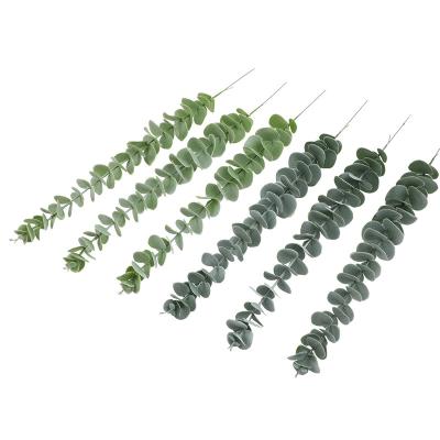 China Environmental protection 52cm plant simulation green eucalyptus bouquet simple plastic leaves decoration artificial leaves for decor for sale