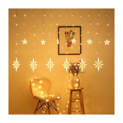 China Christams Home Decor Wholesale Five Star Christmas Decoration Lights Led White Christmas Curtain String Light for sale