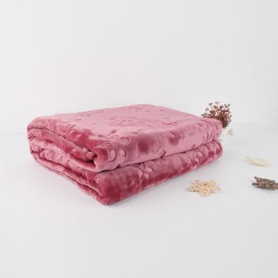 China PORTABLE Factory Customized 100% Recycle Polyester Embossed Throw Blanket Super Soft Flannel Fleece Blanket for sale