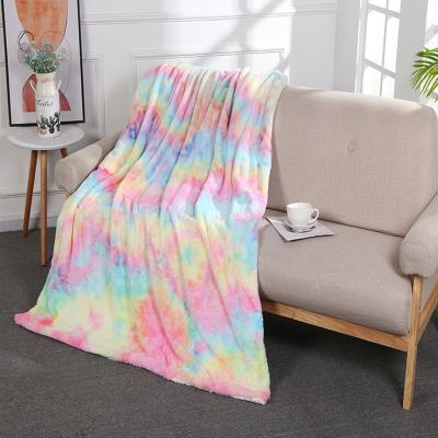 China Anti-Static Colored Tie-Dye Blanket Dye Blanket Throw Soft Comfortable Blanket Throw 100% Polyester Knitted Random Accept Custom Designs for sale