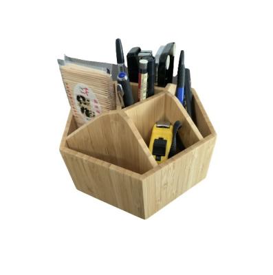 China Good Quality Storage Viable Rotating Bamboo Organizer For Stationery Cosmetic for sale