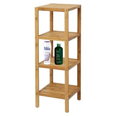 China Sustainable Multifunctional Bamboo 4 Tier Shelf Storage Organizer For Bathroom Kitchen for sale