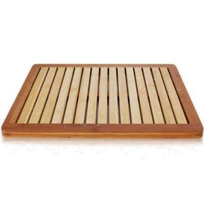 China Sustainable Modern Designed Bamboo Shower Mat Bamboo Bathroom Mat Bath Mat Floor for sale