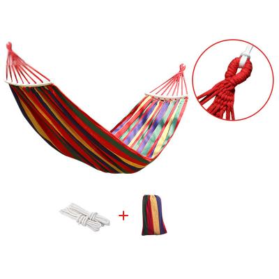 China Modern Canvas Hammock Bed Folding Nylon Wholesale Swing Camping Hanging Portable Outdoor Double Hammock for sale