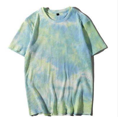 China Breathable High Quality 100% Cotton Ribbed Tie Dyed High Street Boy Pull Over T Shirt Crewneck Top for sale