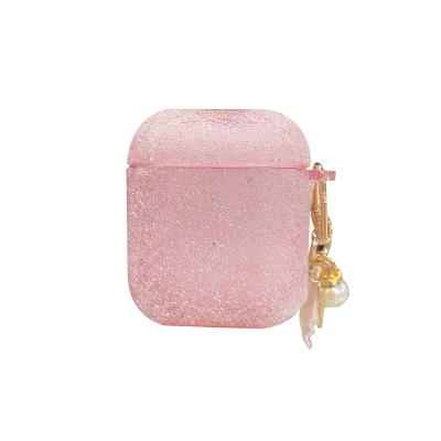 China Bling case with key chain for airpods solid color soft tpu glitter glitter case for airpods for sale