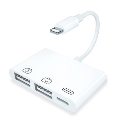 China Large Current Dual USB OTG Camera High Speed ​​Card Reader For Apple iPhone iPad for sale