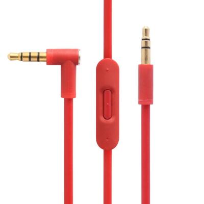 China aux cable with remote control male to aux audio cable. male red with mic for beats dre for sale