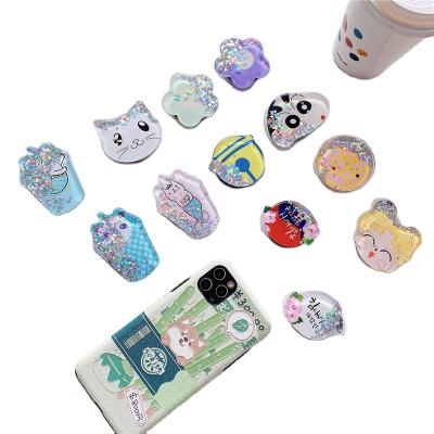 China Adjustable Beautiful Glitter Liquid Phone Grip for sale