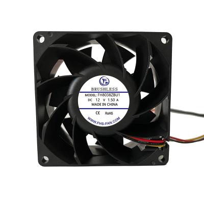 China High Efficiency 80x80x38 DC Cooling Fan 24V48V High Airflow Axial Fan 80mm 12V  DC Brushless Computer Fan for sale