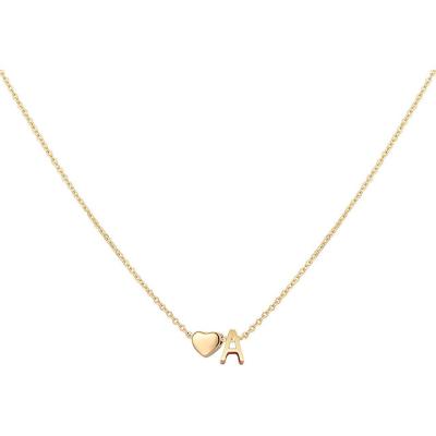 China Trendy Fashion Personalized Small Heart Shape Initial Letter Pendant Necklace For Women for sale