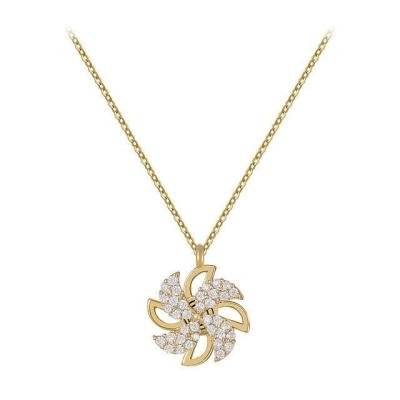 China 2022 Windmill Zirconia Necklace FASHIONABLE Rotatable Female Light Luxury Luxury Design Single Cold Wind Clavicle Chain High End Chain for sale