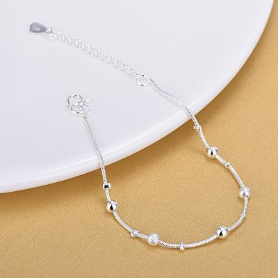 China Bracelet 2022 New FASHIONABLE Silver S925 Frosted Lucky Bead Anklet Bracelet Simple Fashion for sale