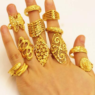 China 2022 FASHION New Vietnam sand gold gypsophila flower butterfly ring opening adjustable female index finger ring 24k gold ring for sale