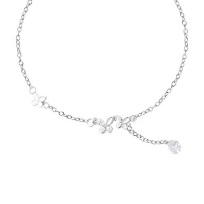 China 2022 FASHIONABLE Female 925 Silver Butterfly Anklet Chain Butterfly Tassel Silver Anklet New New for sale