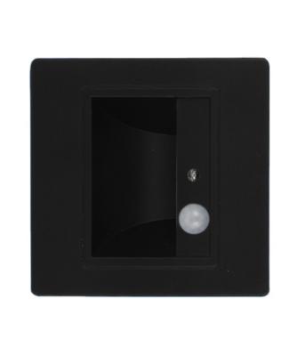 China Indoor Outdoor Corridor Footlight Decorative Stair Night Light Staircase Footlight Residential Black Motion Sensor Recessed Staircase Night Light for sale