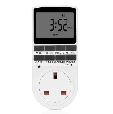 China Digital 12/24 Hour Timer Switch UK Plug Timer Outlet 7 Residential/All-Purpose Electronic Outlet 7 Day Programmable Timing Socket for sale