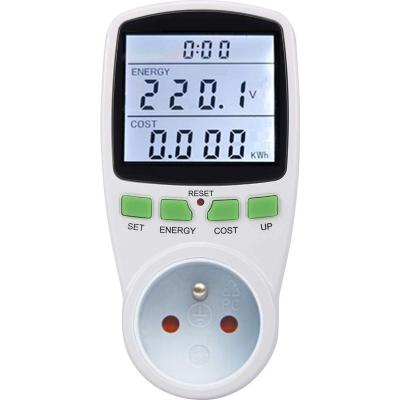 China Residential/Multi-Purpose Backlight Electricity Meter Digital Cost Chart Electricity Monitor Wattage Franc Wattmeter Plug Measurement Analyzer for sale