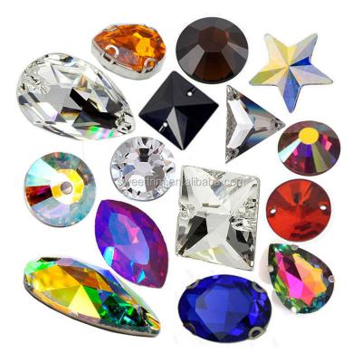 China Flatback Rhinestone Crystal Sewing Button, Sew On Crystal Glass Flat Stone for sale