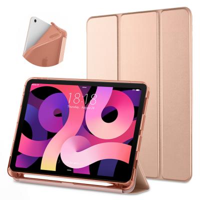 China Adjustable Angles / Precise Cutouts / Ultra Light Customized Logo With Transparent TPU iPad Air 10.9 Case Leather For Apple iPad Air 4th Gen (2020) for sale