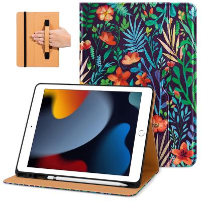 China Multiple Viewing Angles / With Stylus Pen Slot / With Elastic Folio Stand Strap Hand PU Leather Tablet Covers Case For iPad 9th / 8th / 7th Generation Case 2021 / 2020/2019 10.2 inch for sale