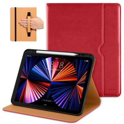 China Multiple Viewing Angles/Auto Wake Sleep/Element Good Quality Hand Strap Auto Wake Sleep Built-in Shockproof Waterproof Leather Hand Strap For iPad 12.9 Pro Case 2021 for sale