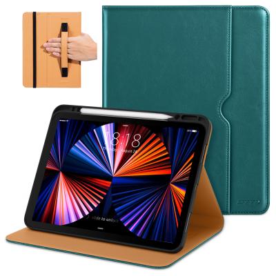 China Multiple Viewing Angles/Auto Wake Sleep/New Pen Slot Auto Wake Sleep Soft Leather Case Built-in Hand Strap with Pen Slot for iPad Pro Case 12.9 2021 for sale