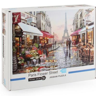 China High Quality Educational Street Puzzle Toy New Design Paris Flower Decompression Puzzle Landscape 1000 Puzzle Toys for sale