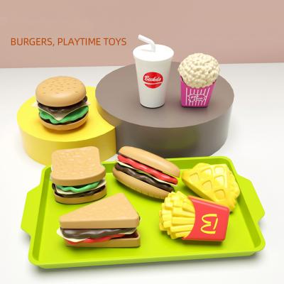 China Wholesale Plastic Children's Mini Hamburger French Fries Western Simulation Food Toy Model Kitchen Set Play Room Toys for sale