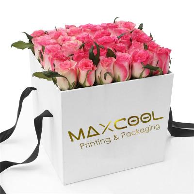 China Custom Maxcool Logo Flower Box Regalos De Flores Handmade Paper Packaging Custom Cajas Para Flores for sale