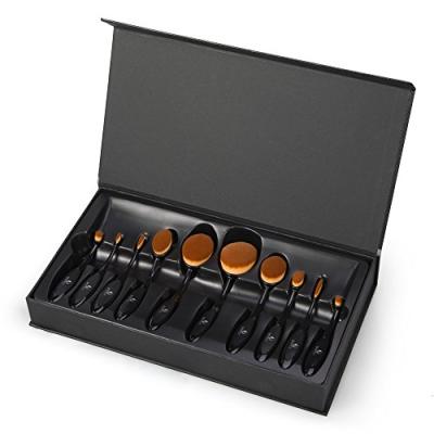 China Handmade Custom Matte Black Packaging Cosmetic Makeup Brush Set Box for sale