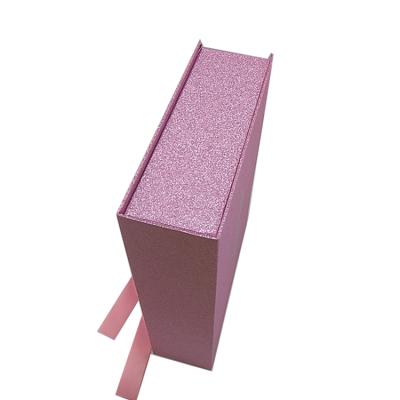 China Recyclable Custom Luxury Special Paper Magnetic Pink Wig Hair Extension Glitter Gift Packaging Box With Ribbon for sale