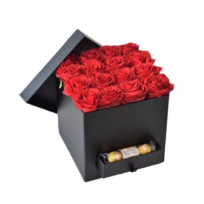 China Luxury Cylinder Wholesale Cardboard Paper Flowers Packaging Box Gift Flower Packaging For Flower Rose With Drawer for sale