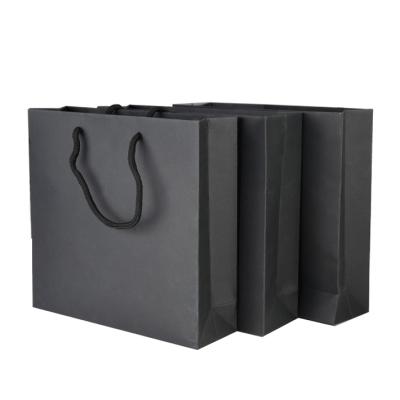 China Recycled Cheap Wholesale Bulk Gift Small Recycled Black Paper Bags Recyclable for sale