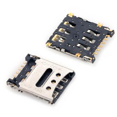 China Hinge Type With Switch MUP Sim Card Connector 6 Pin Smt Hinged Type Push Nano Height1.4Mm For GPS Tracker for sale