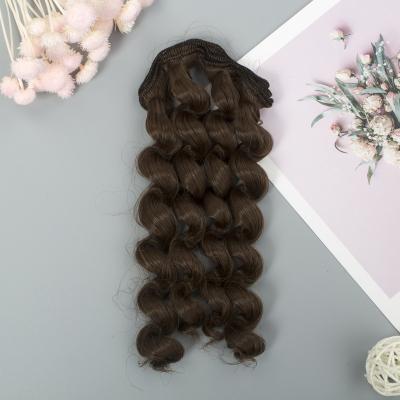 China Toy Cartoon Toy Dolls Accessories WigsDoll Synthetic Fiber Hair Weft Deep Curly Milk 15cm Smooth Hair for sale