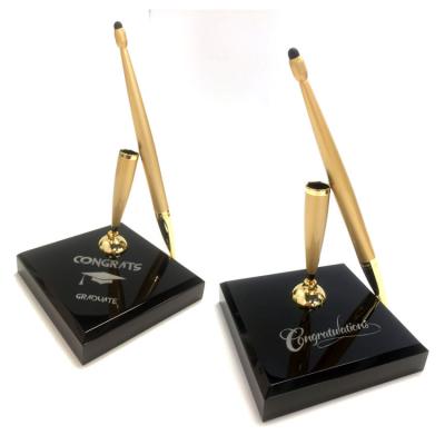 China Popular Gold Pen Holder MA-249G Metal Stationery School Office Pen Wholesalers Elegant Marble Elegant Design Private Label for sale