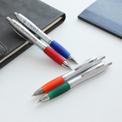 China Financial Institutions Ballpoint Pen Rubber Grip Custom Logo Customized Plastic Ballpoint Pen NPPL-016 for sale