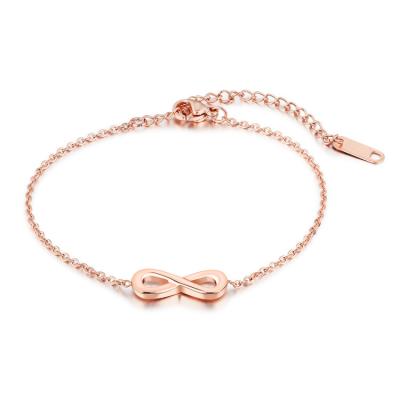 China FASHIONABLE Wholesale Rose Gold Plated Stainless Steel Chain Link Infinity Bracelets For Women Jewelry for sale