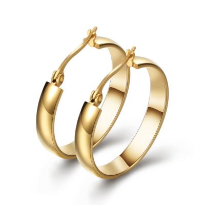 China Trendy Fashion Stainless Steel Gold Plated Circle Huggie Earrings For Women Jewelry for sale