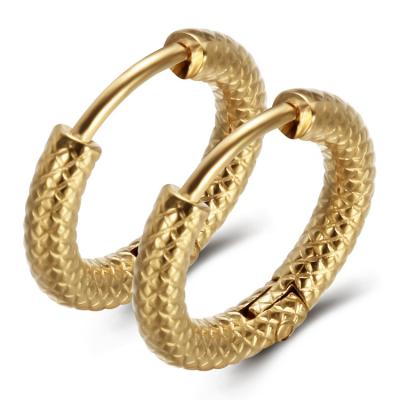 China Punk Style 18k Gold Plated Circle Shaped Stainless Steel Huggie Stud Earrings For Women Jewelry for sale