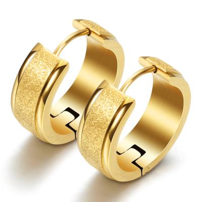 China Fashionable Luxury European and American Jewelry Stainless Steel Matte Huggie Earrings For Women for sale