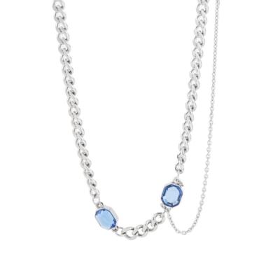 China Best Selling Fashionable Ladies Necklace Stainless Steel Crystal Stitching Necklace for sale