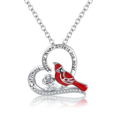 China TRENDY Classic Design Love Rose Oil Drip Bird Alloy Pendant Necklace For Women for sale