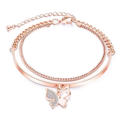 China Fashion TRENDY Modern Butterfly Shape Copper Alloy Multilayer Charmed Bracelet For Lover's Jewelry for sale