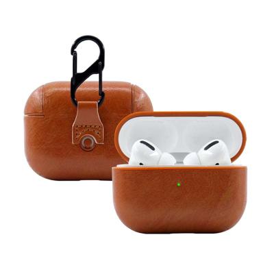 China For Earphone Gift OEM Customized Box Stock PU Brown Luxury Leather Earphone Bag Pro Case For Apple Airpods for sale