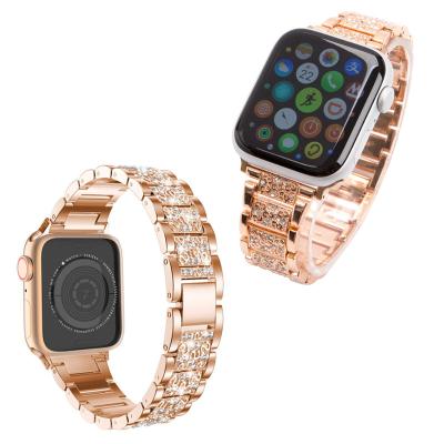 China 2020 Luxury Design Bling Replacement Metal Top Hot Selling Sparkly Watch Band Stainless Steel For Apple Watch 1/2/3/4/5/6/SE for sale