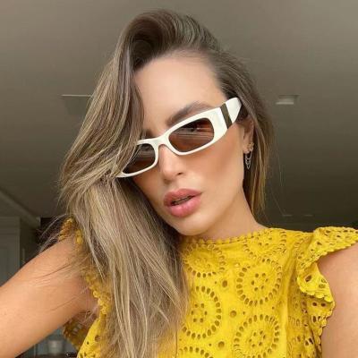 China Fashion Retro Small Frame Sunglasses Women Gold Cone Gradient Elegant Gradient Rectangle UV Sun Glasses Luxury High Quality 400 for sale